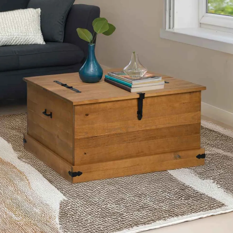 vidaXL Opbergkist HALDEN 91x91x47 cm massief grenenhout