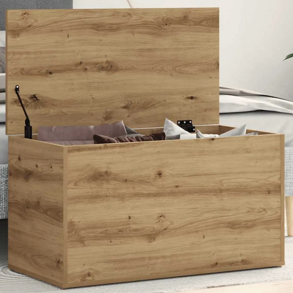 vidaXL Opbergkist 84x42x46 cm bewerkt hout artisanaal eikenkleurig