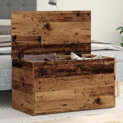 vidaXL Opbergkist 84x42x46 cm bewerkt hout oud houtkleurig