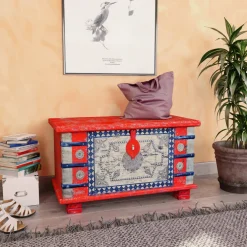 vidaXL Opbergkist 80x40x45 cm mangohout rood
