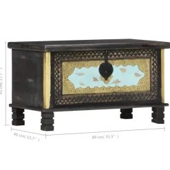 vidaXL Opbergkist 80x40x45 cm massief mangohout zwart