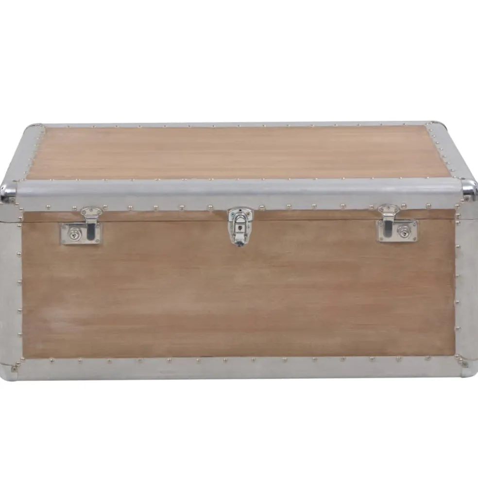 vidaXL Opbergkist 91x52x40 cm massief vurenhout bruin