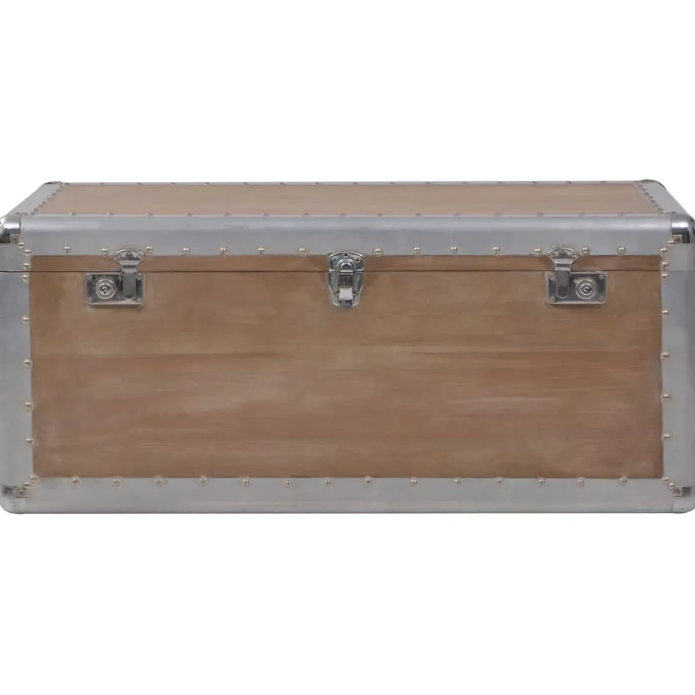 vidaXL Opbergkist 91x52x40 cm massief vurenhout bruin