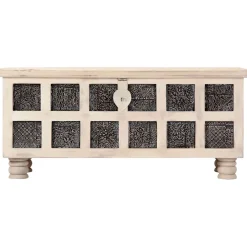 vidaXL Opbergkist 110x40x45 cm massief acaciahout wit