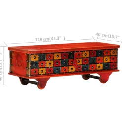vidaXL Opbergkist 110x40x40 cm massief acaciahout rood