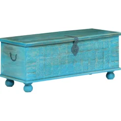 vidaXL Opbergkist 100x40x41 cm massief mangohout blauw