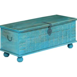 vidaXL Opbergkist 100x40x41 cm massief mangohout blauw