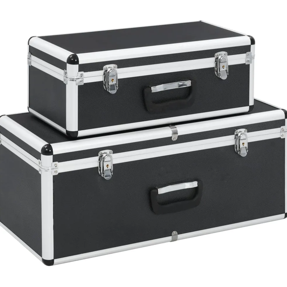vidaXL Opbergkoffers 2 st aluminium zwart