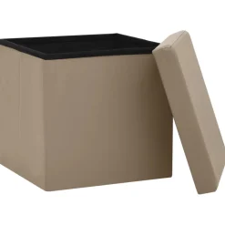 vidaXL Opbergkrukken inklapbaar 2 st PVC cappuccinokleurig