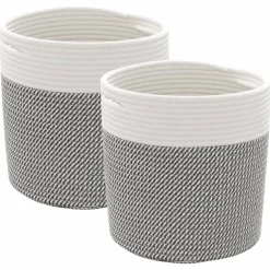vidaXL Opbergmanden 2 st Ø 28x28 cm katoen grijs en wit