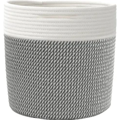 vidaXL Opbergmanden 2 st Ø 28x28 cm katoen grijs en wit