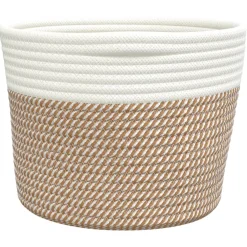 vidaXL Opbergmanden 2 st Ø 24x18 cm katoen bruin en wit