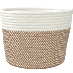 vidaXL Opbergmanden 2 st Ø 24x18 cm katoen bruin en wit