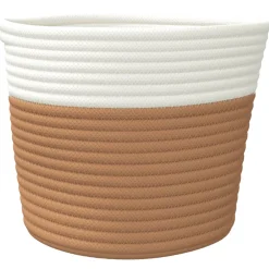 vidaXL Opbergmanden 2 st Ø 24x18 cm katoen bruin en wit
