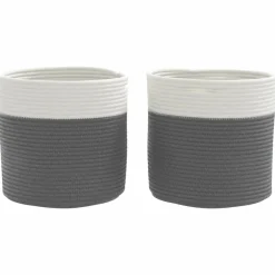 vidaXL Opbergmanden 2 st Ø 28x28 cm katoen grijs en wit