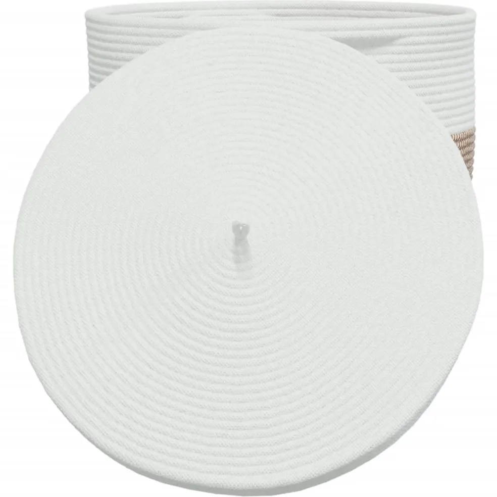 vidaXL Opbergmand met deksel Ø 40x35 cm katoen bruin en wit