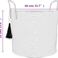 vidaXL Opbergmand Ø 40x35 cm katoen bruin en wit