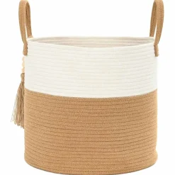 vidaXL Opbergmand Ø 40x35 cm katoen bruin en wit