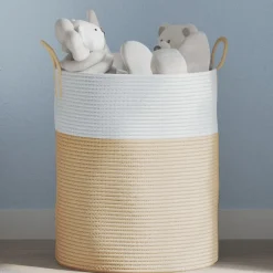 vidaXL Opbergmand Ø 38x46 cm katoen beige en wit