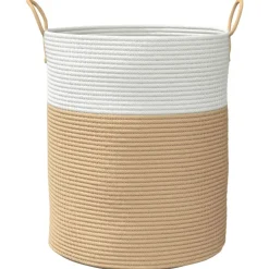 vidaXL Opbergmand Ø 38x46 cm katoen beige en wit