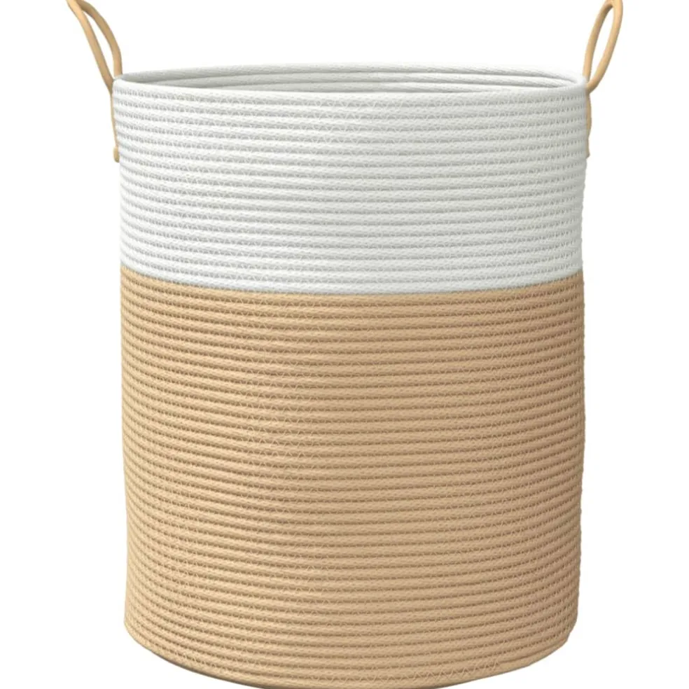 vidaXL Opbergmand Ø 38x46 cm katoen beige en wit