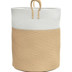 vidaXL Opbergmand Ø 38x46 cm katoen beige en wit