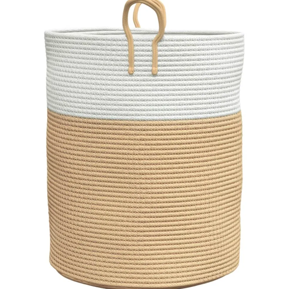vidaXL Opbergmand Ø 38x46 cm katoen beige en wit