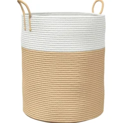 vidaXL Opbergmand Ø 38x46 cm katoen beige en wit