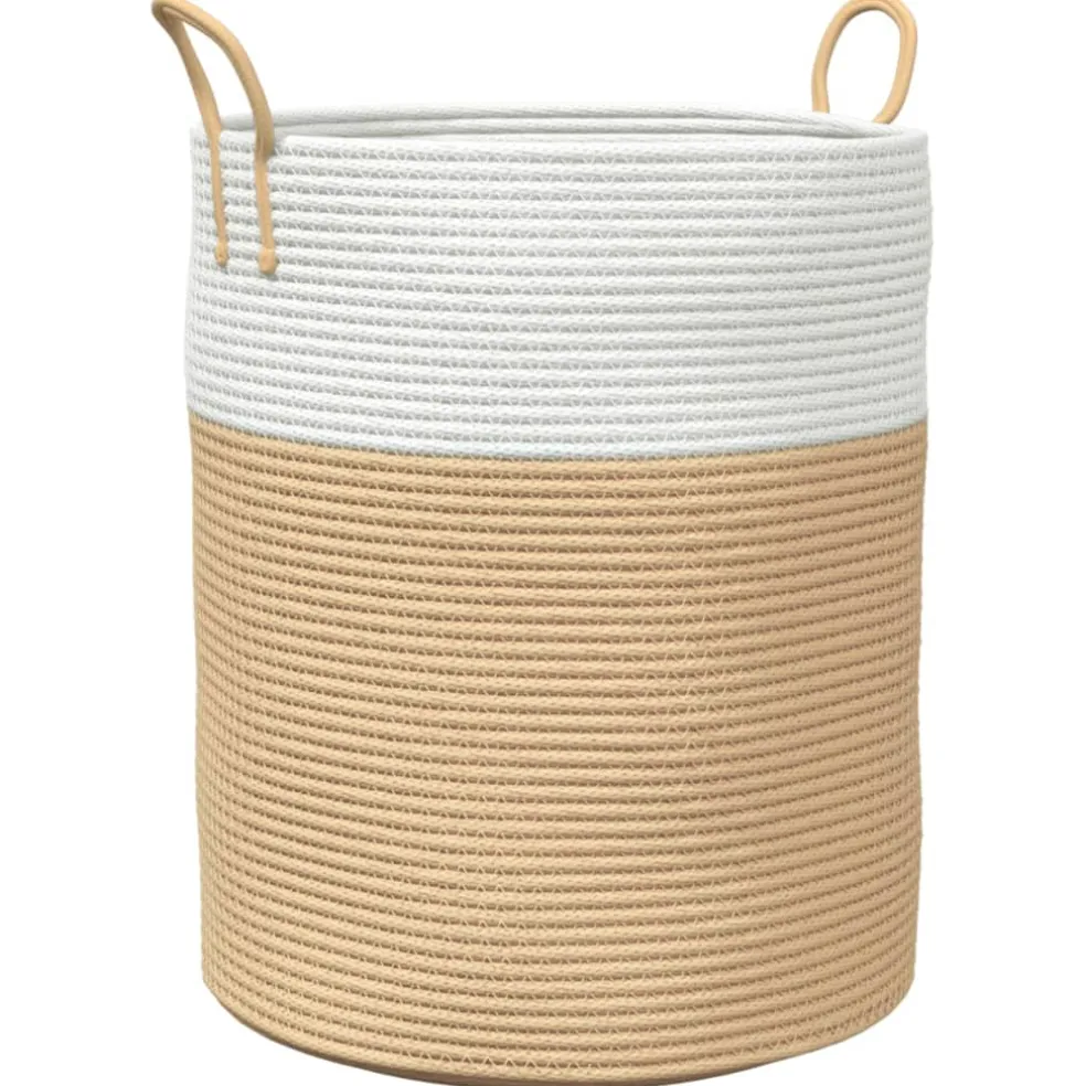 vidaXL Opbergmand Ø 38x46 cm katoen beige en wit