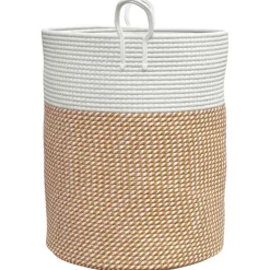 vidaXL Opbergmand Ø 38x46 cm katoen bruin en wit