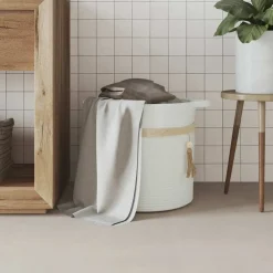 vidaXL Opbergmand Ø 38x36 cm katoen wit