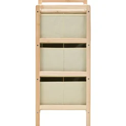 vidaXL Opbergmeubel met 3 stoffen manden cederhout beige