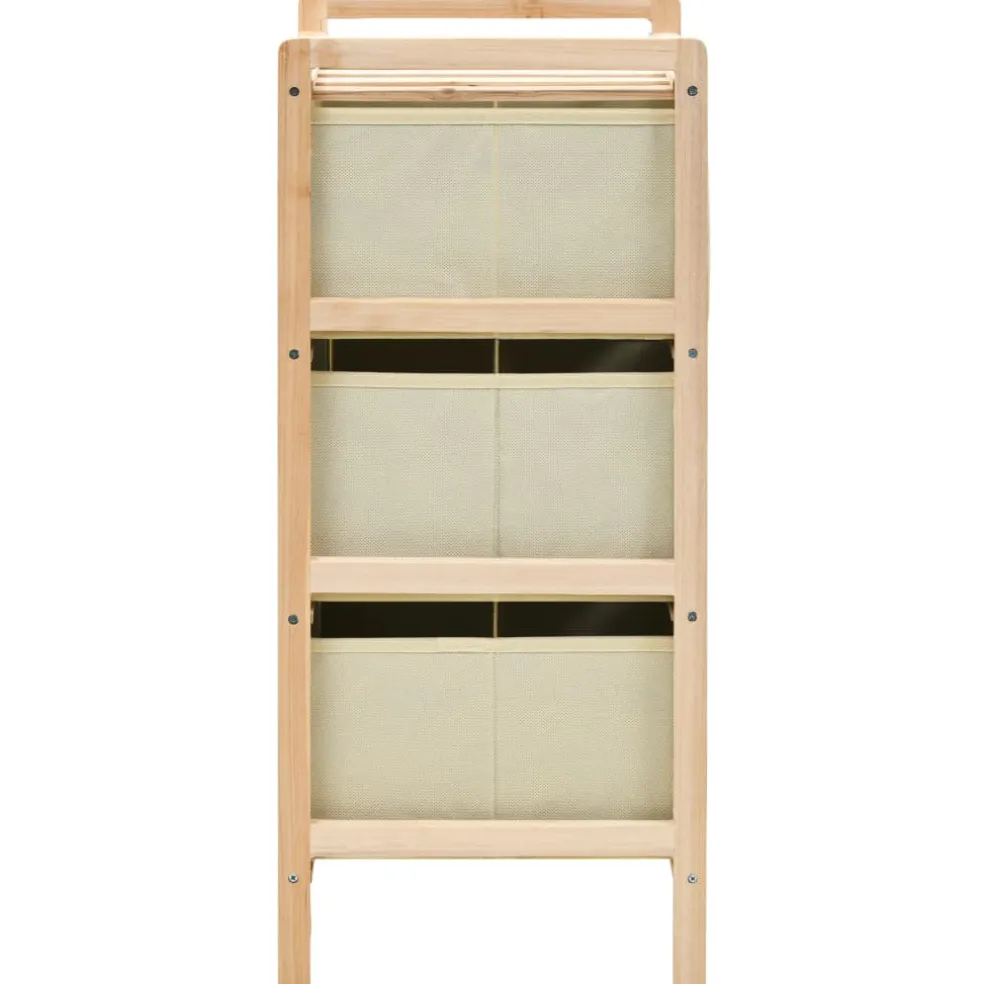 vidaXL Opbergmeubel met 3 stoffen manden cederhout beige