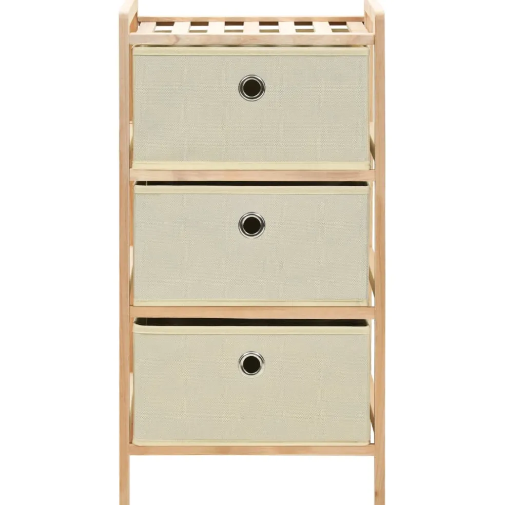 vidaXL Opbergmeubel met 3 stoffen manden cederhout beige