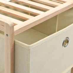 vidaXL Opbergmeubel met 3 stoffen manden cederhout beige