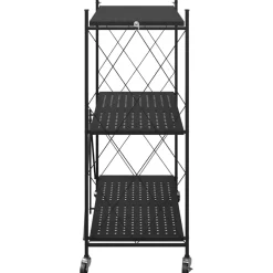 vidaXL Opbergplank op wielen zwart 71x34x88 cm staal