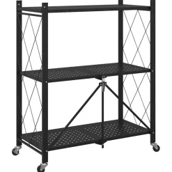vidaXL Opbergplank op wielen zwart 71x34x88 cm staal