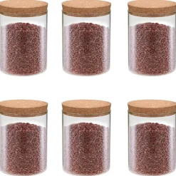 vidaXL Opbergpotten met kurken deksel 6 st 650 ml glas