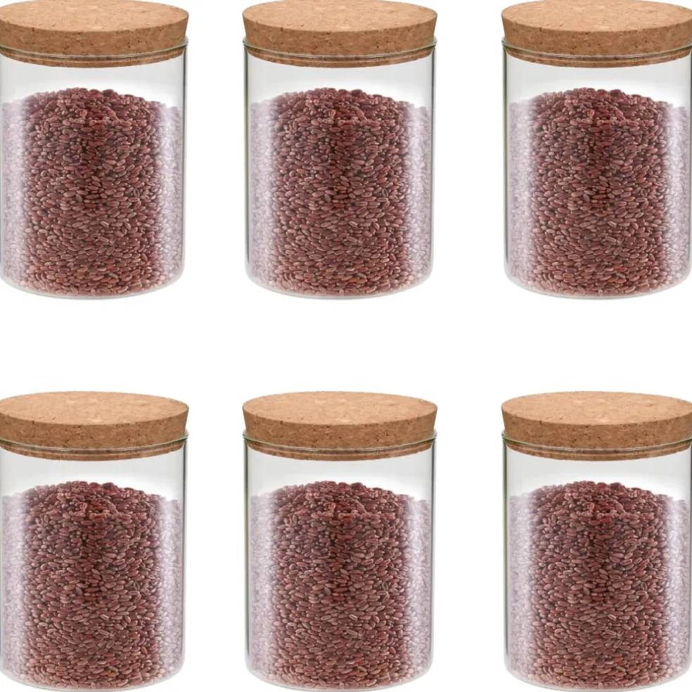 vidaXL Opbergpotten met kurken deksel 6 st 650 ml glas