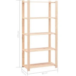 vidaXL Opbergrekken 5-laags 2 st 80x38x170 cm grenenhout 250 kg