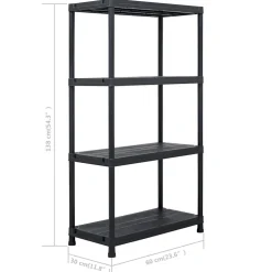 vidaXL Opbergrek 100 kg 60x30x138 cm kunststof zwart