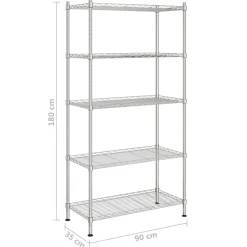 vidaXL Opbergrek 5-laags 250 kg 90x35x180 cm chroomkleurig