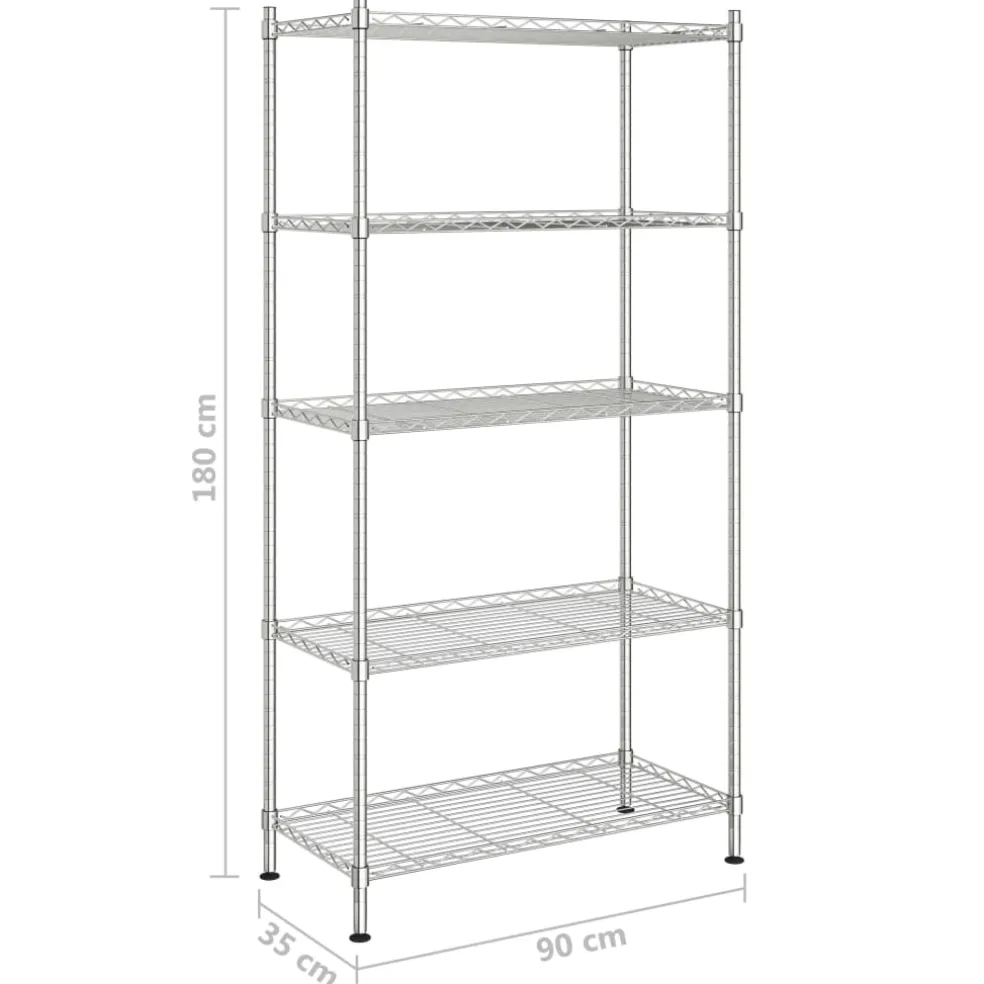 vidaXL Opbergrek 5-laags 250 kg 90x35x180 cm chroomkleurig