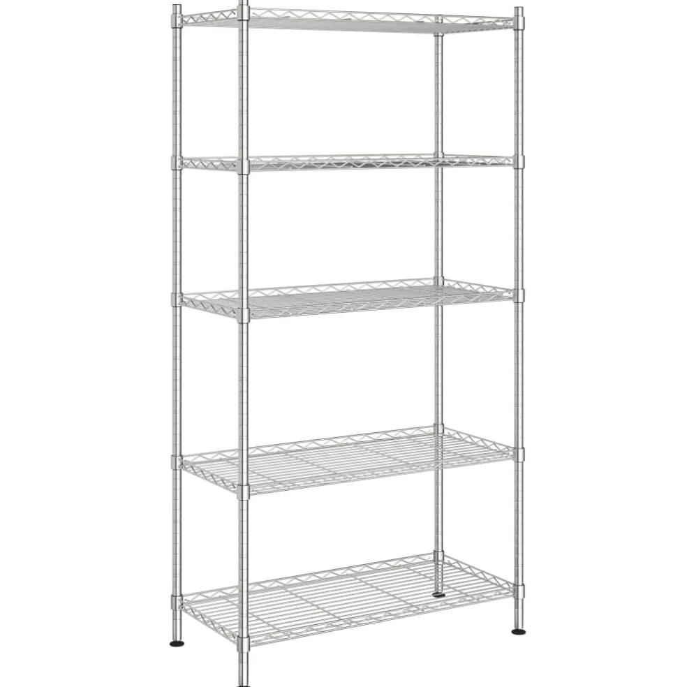 vidaXL Opbergrek 5-laags 250 kg 90x35x180 cm chroomkleurig