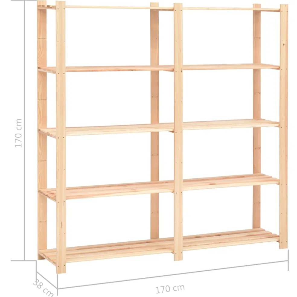 vidaXL Opbergrek 5-laags 170x38x170 cm massief grenenhout 500 kg