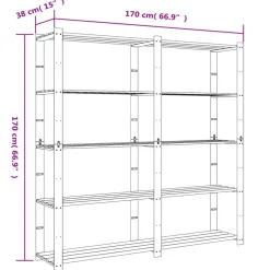 vidaXL Opbergrek 5-laags 170x38x170 cm massief grenenhout bruin
