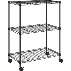 vidaXL Opbergrek met wielen 3-laags 60x35x81 cm 150 kg zwart