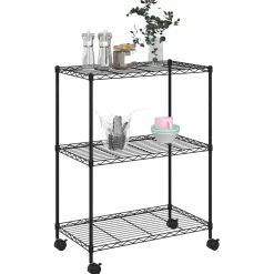 vidaXL Opbergrek met wielen 3-laags 60x35x81 cm 150 kg zwart