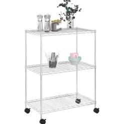 vidaXL Opbergrek met wielen 3-laags 150 kg 60x35x81 cm chroomkleurig