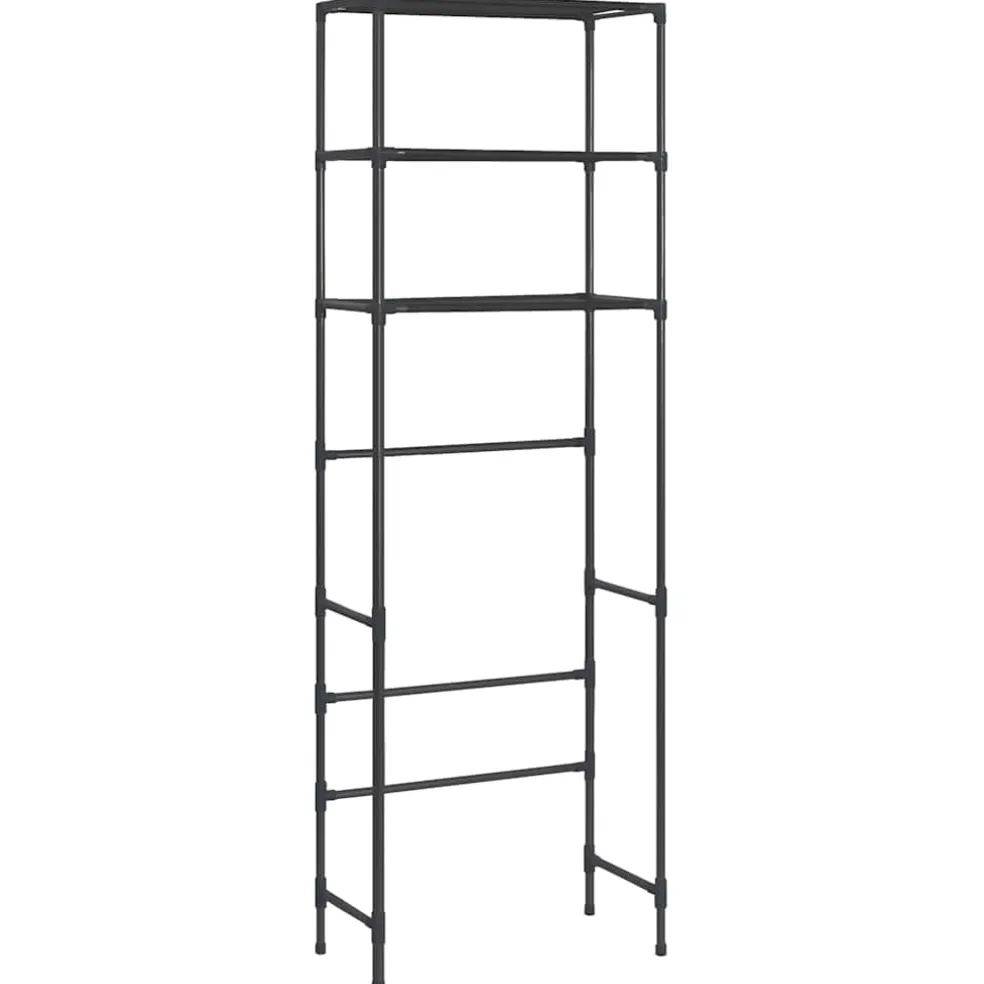 vidaXL Opbergrek voor boven toilet 3-laags 53x28x169 cm zwart